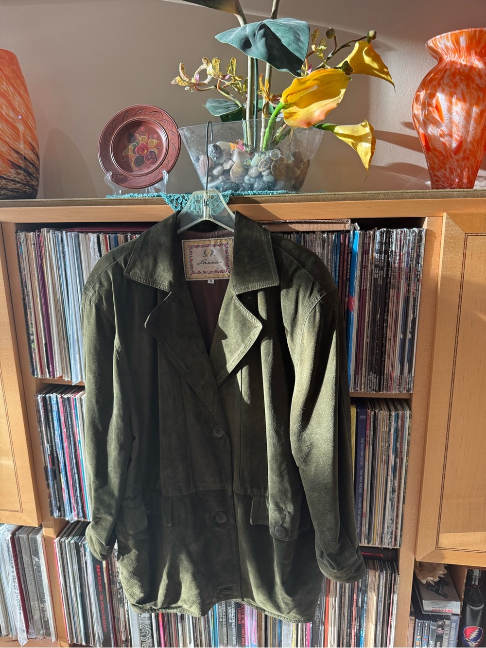 PRICE DROP: VTG 80s/90s, LANNA, M, OLIVE SUEDE (matching pants available) BLAZER